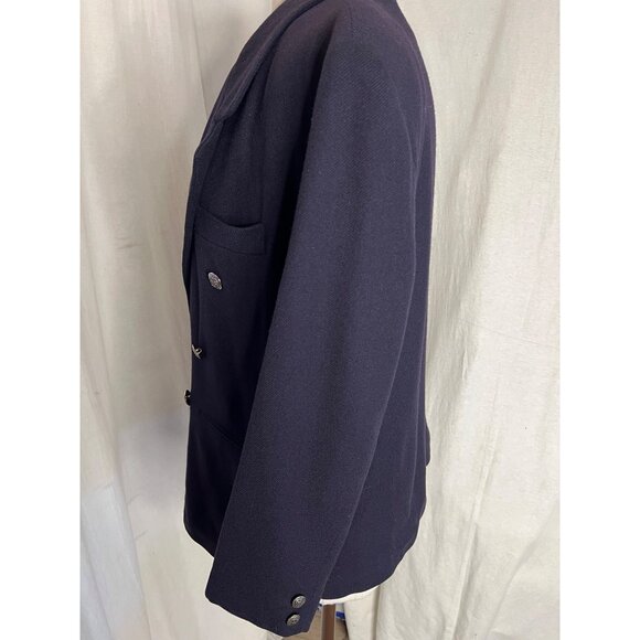 Dumas petite double breast Blazer 12 P Wool USA Corp Core Goth Office - Picture 10 of 16